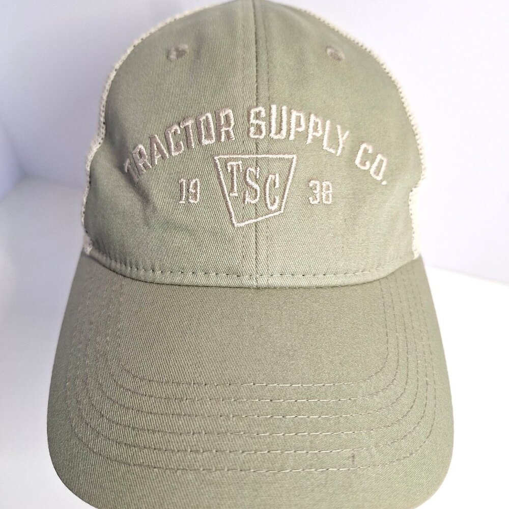 Olive Green Tractor Supply Mesh Trucker Hat Adjustable Snapback Baseball Cap - Picture 7 of 10